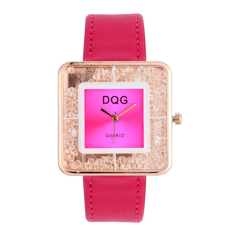 Reloj Mujer Fashion Rhinestone Quartz Watch Women Top Brand Bear Watches Ladies Square Leather Strap Wristwatch Relogio Feminino