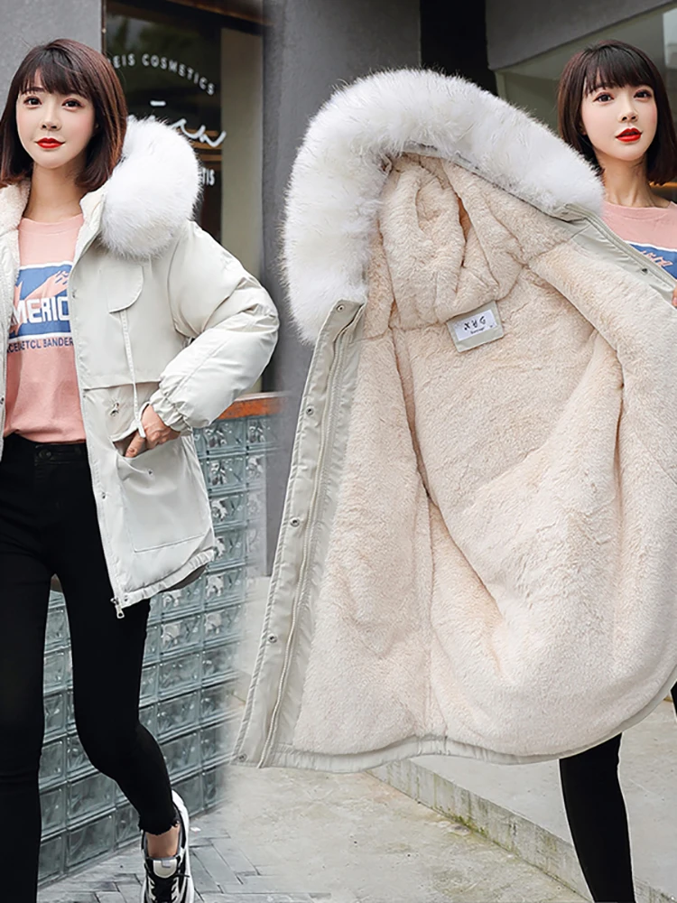 2023 New Winter Jacket Women Parkas Warm Casual Parka Clothes Long Jackets Hooded Parka Female Fur Lining Thick Mujer Coat