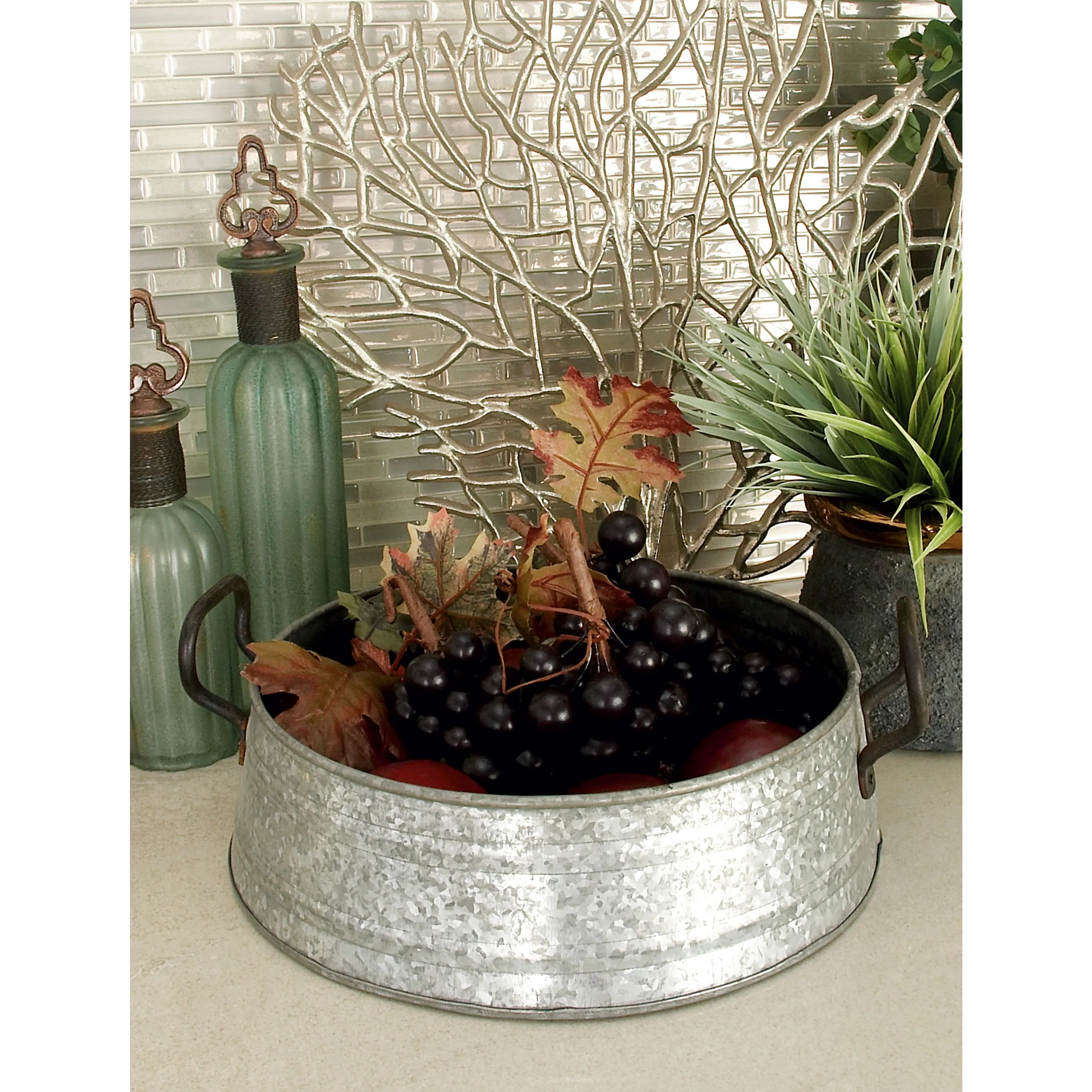 

18", 16", 14"W Metal Farmhouse Tray, Grey, 3 - Pieces