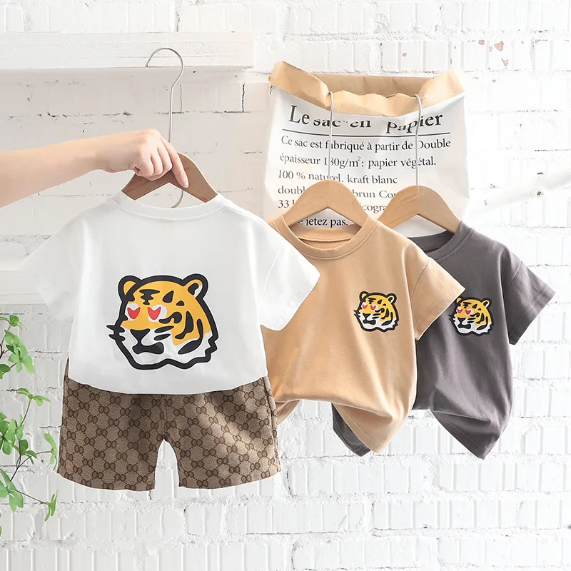 

0-5years New Summer Baby Clothes Suit Children Fashion Boys Girls Cartoon T-Shirt Shorts 2Pcs/set Toddler Kids Casual Tracksuits