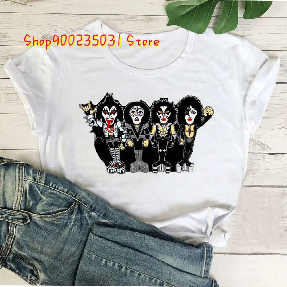 Gothic Clothes Kiss Band Members T Shirt Rock and Roll T Shirt Aesthetic Tshirt Womens Summer Fashion T-shirt for Women images - 6