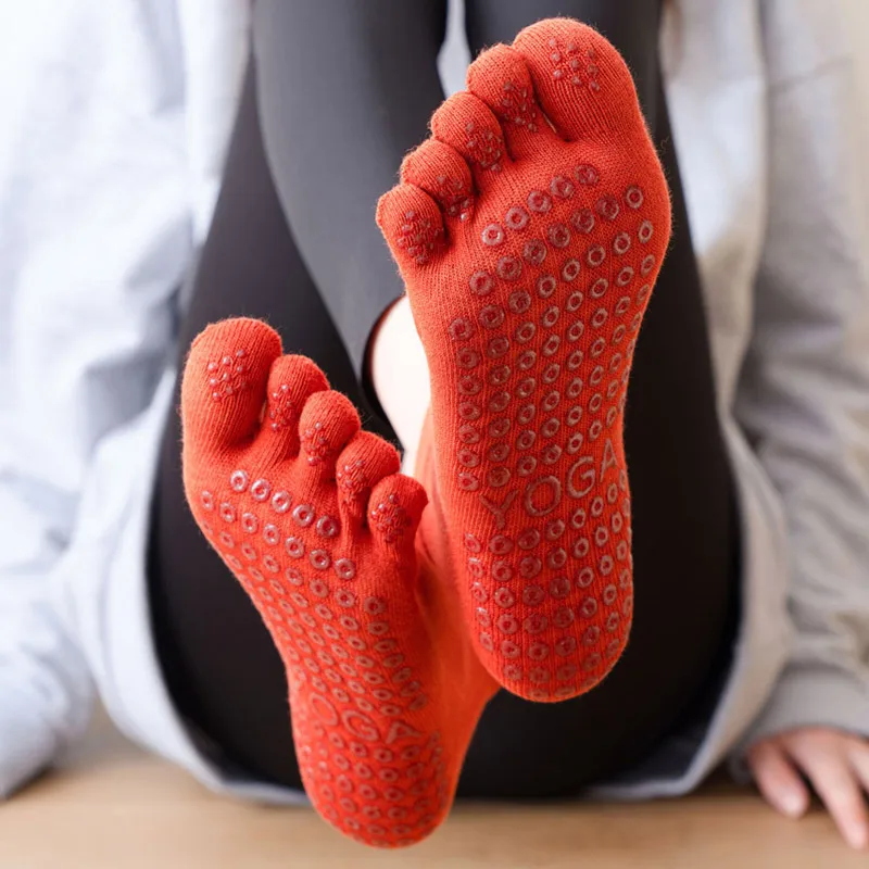 Colorful Women Yoga Socks Non-Slip Ladies Dance Socks Cotton Healthy Sports Five-toed Socks