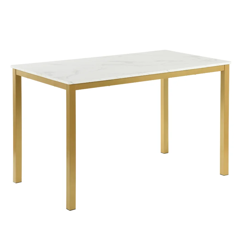 

46.8'' Dining Table - Marble Color Table Top with Golden Leg Marble Metal & Wood [US Stock]