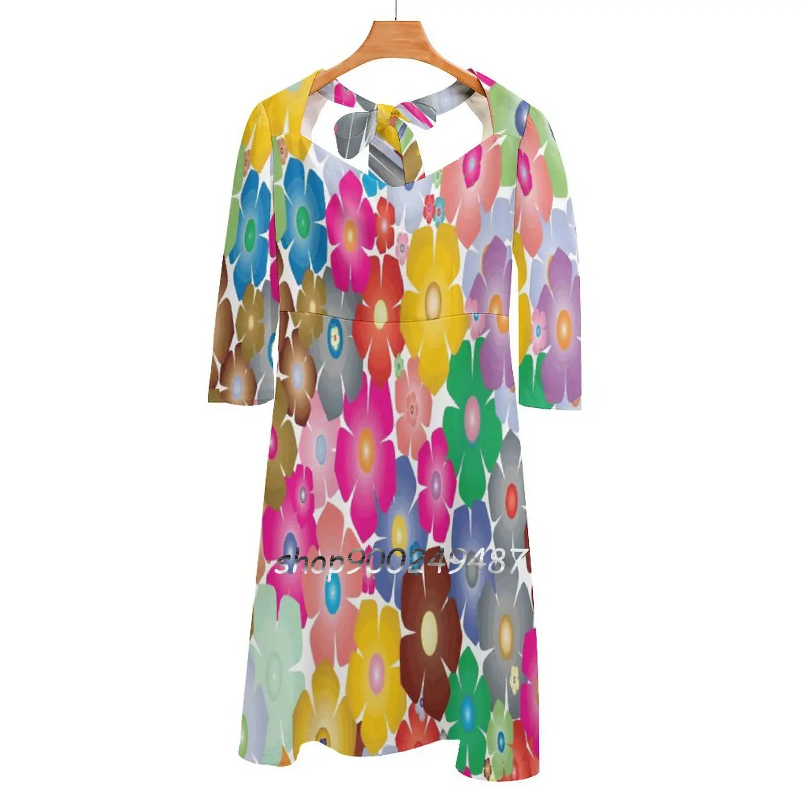

Расклешенное платье с цветочным принтом Брюса эшмана Бейкера, модное дизайнерское платье большого размера, свободное платье с абстрактным принтом Брюса эшмана Бейкера