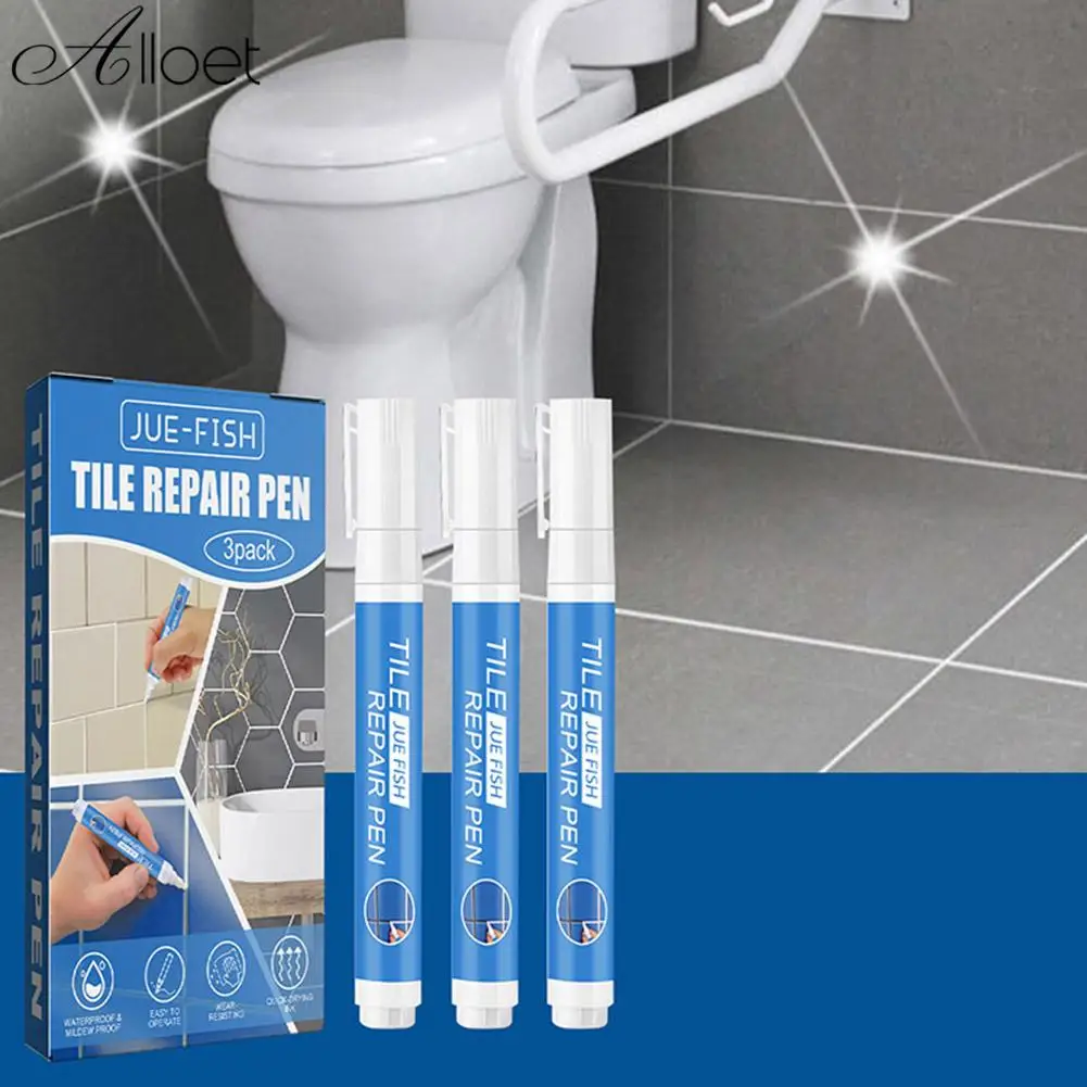 

3pcs Grout Pen White Tile Paint Marker Waterproof Grout Filler Pen Safety Tile Repair Beauty Pen for Restoring Tile Wall Floor
