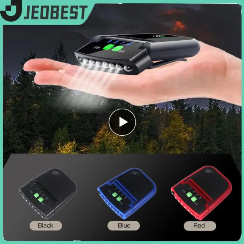 

Outdoor Bright USB Rechargeable Clip On Hat Sensor Rotatable Head Lamp 6 LED Fishing Headlamp Waterproof IP6 Headlight Torch