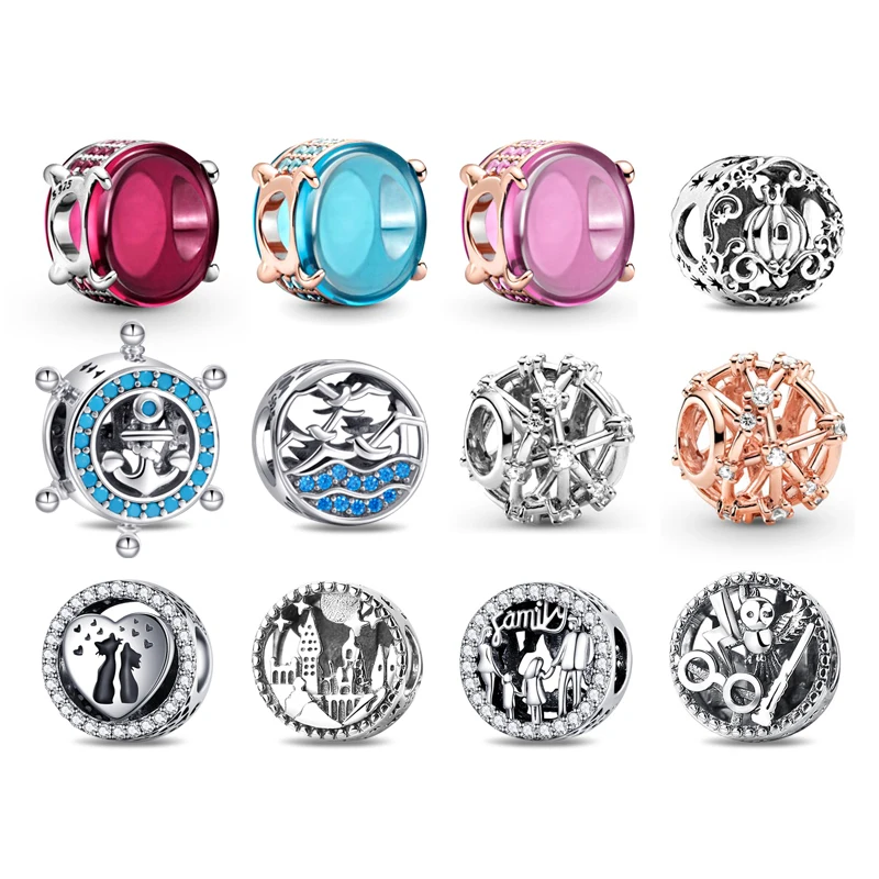 

La Menars New Genuine Silver Plating Charms Family, Cat, Seagull Fine Bead Charms Fits Brand Bracelets & Necklaces