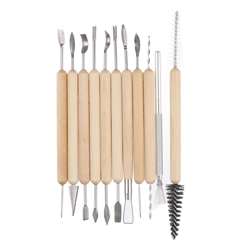 

15-piece Pottery Tools Starter Kit Beginner Clay Carving Set DIY Pottery And Ceramic Wooden Handle Modeling Clay Tools