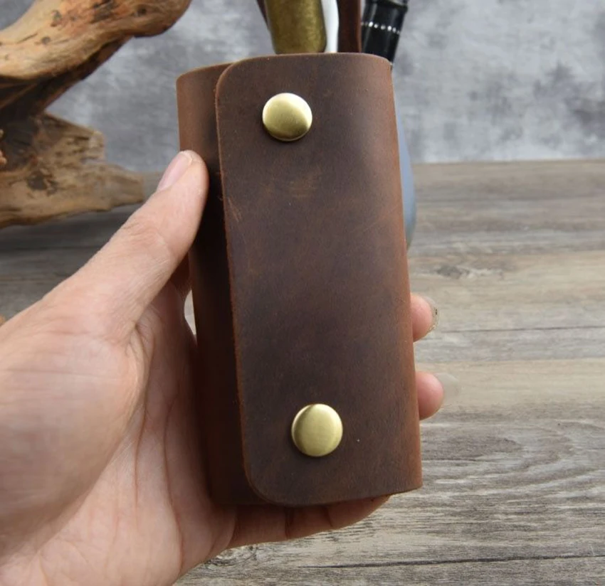 

Crazy Key For Top And Bag Retro Simple Pure Leather Men Leather Women Holder Layer Key Keychain Horse Women Bag Handmade Cowhide