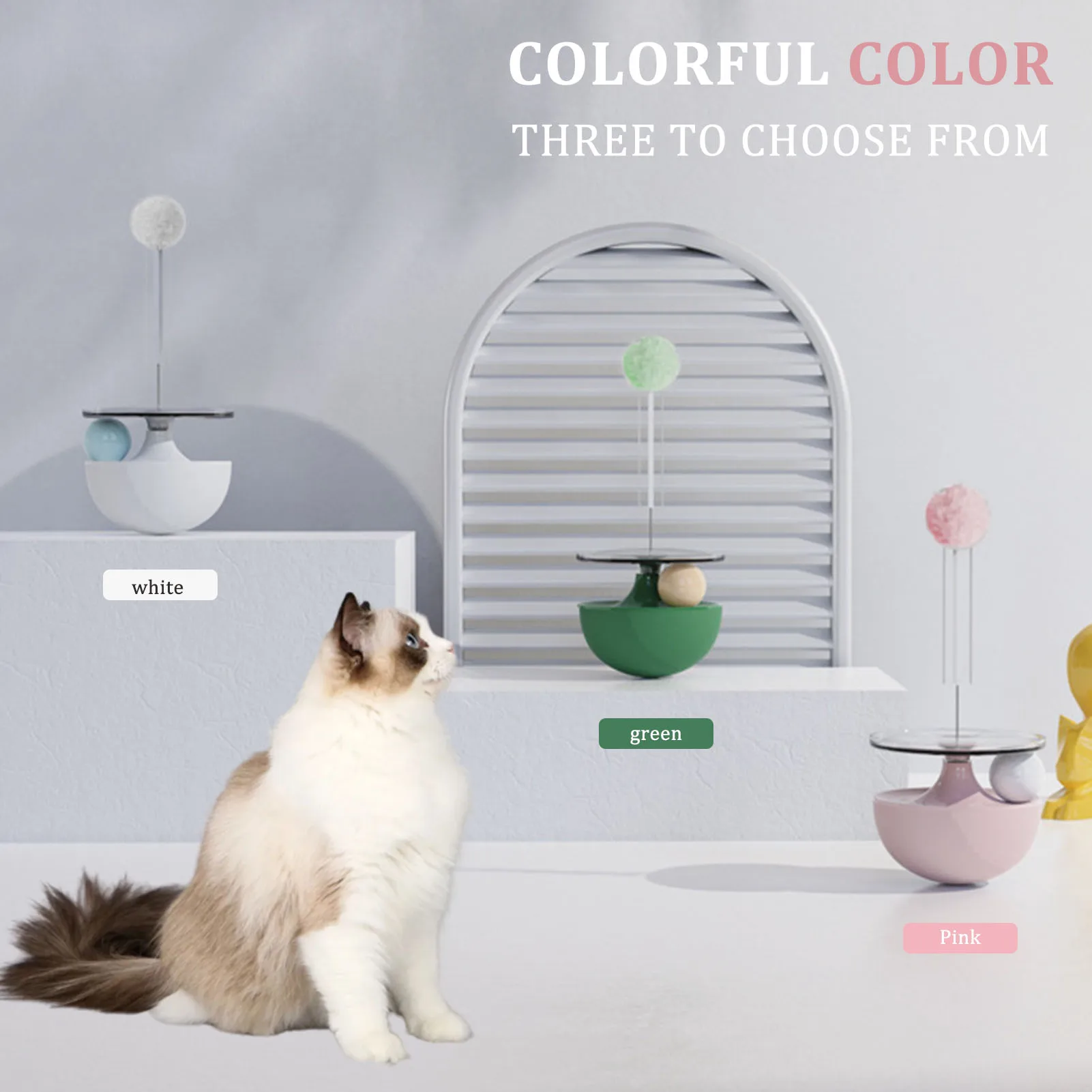 

Creative Tumbler Teasing Cat Stick with Toy Ball 360° Swing Cat Interactive Toy Funny Cat Toy товары для домашних животных
