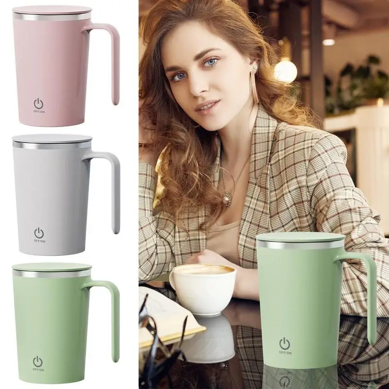 

Self Stirring Mug Stainless Steel Cup With Lid Portable Coffee Travel Blender Smart Mixer Cup Rotating Magnetic Home Drink Tool