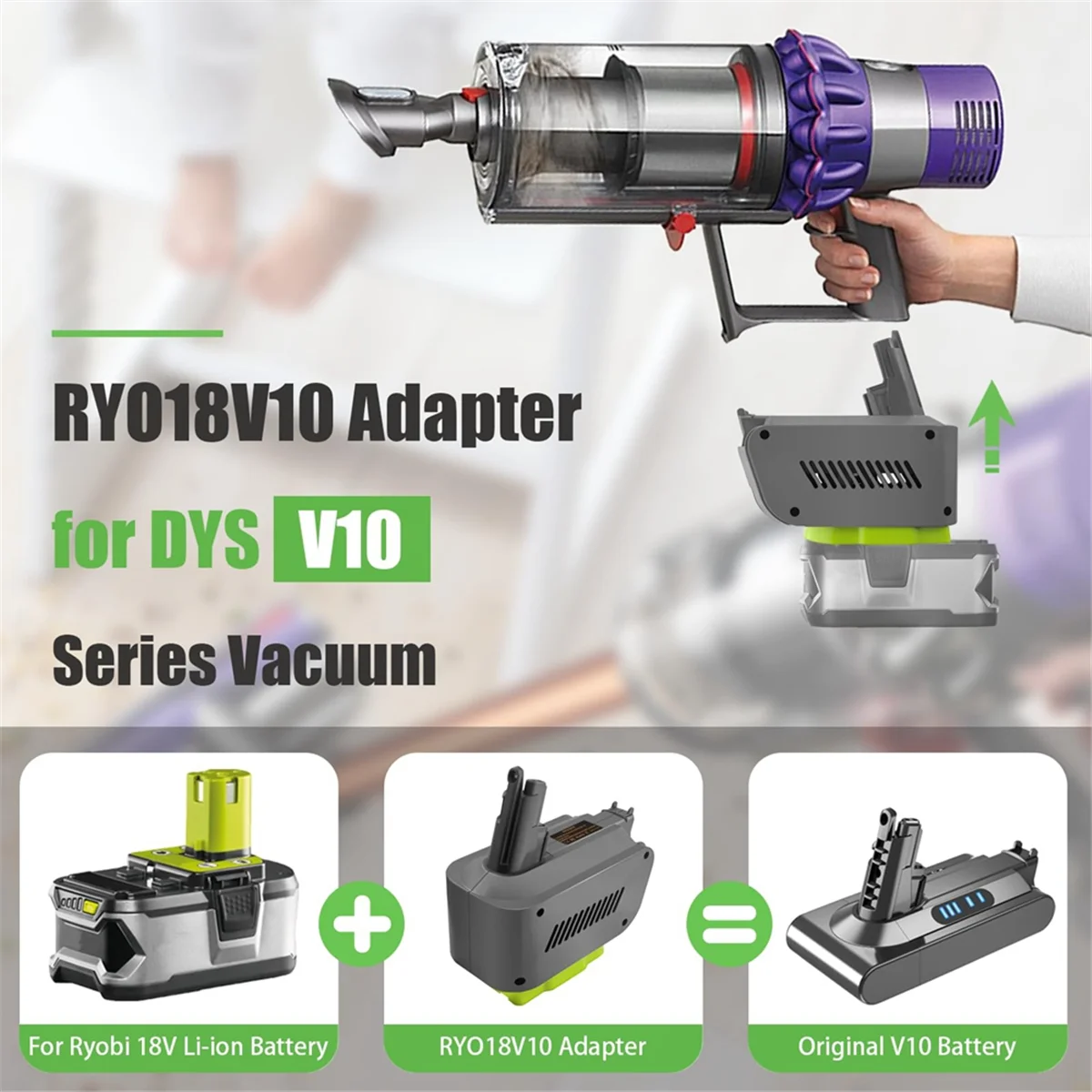 Адаптер RYO18V10 для аккумулятора Ryobi 18V ONE+ конвертер беспроводного пылесоса Dyson V10 Stick