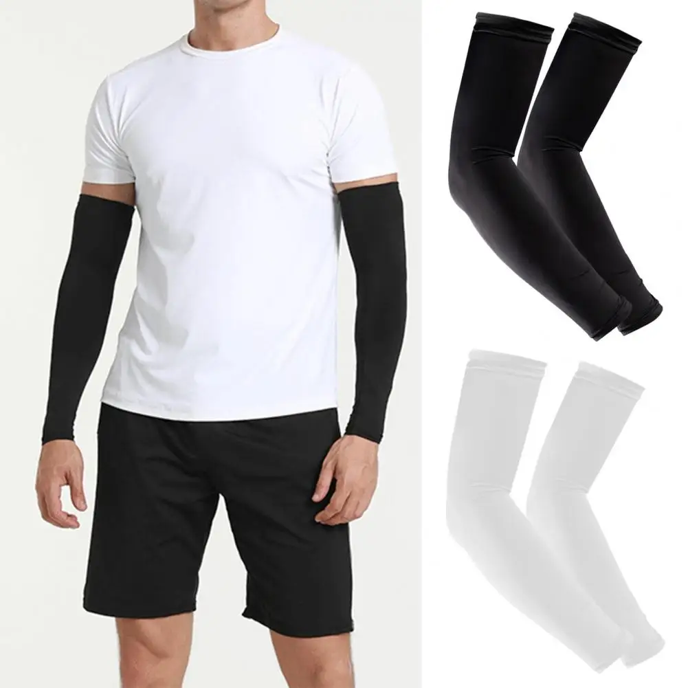 

1 Pair Solid Color Arm Sleeves High Elasticity Thin Moisture Wicking Adult Outdoor Sport Ice Silk Cycling Gloves Costume Accesso