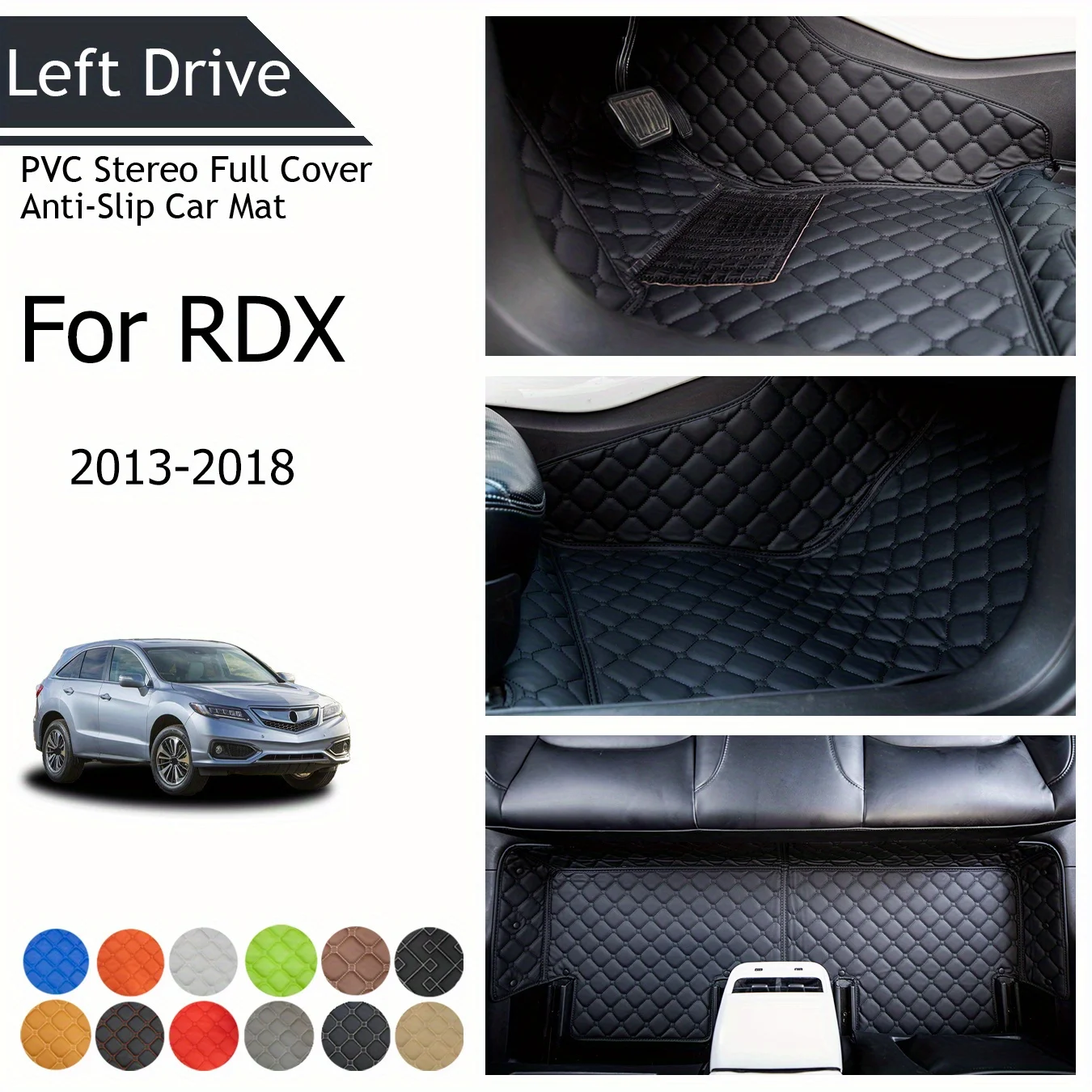 

Трехслойный ПВХ полноразмерный Противоскользящий автомобильный коврик, автомобильный коврик, аксессуары для Honda RDX 2013-2018