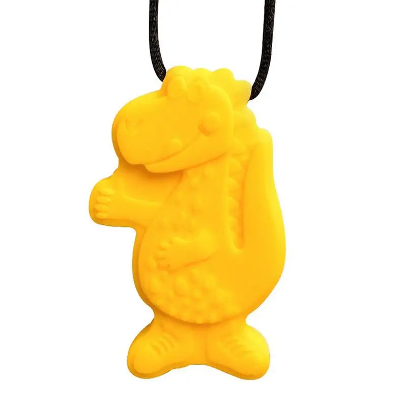 

ADHD Kids Silicone Dinosaur Teether Kids Chew Necklace Sensory Chewy Pendant Oral Motor Toys For ADHD Autism Anxiety