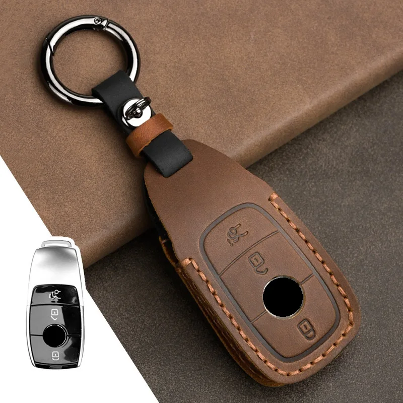 

Crazy Horse Leather Car Remote Key Cover Case For Mercedes benz W177 W205 W213 W222 2018 A C S GLS Class E class
