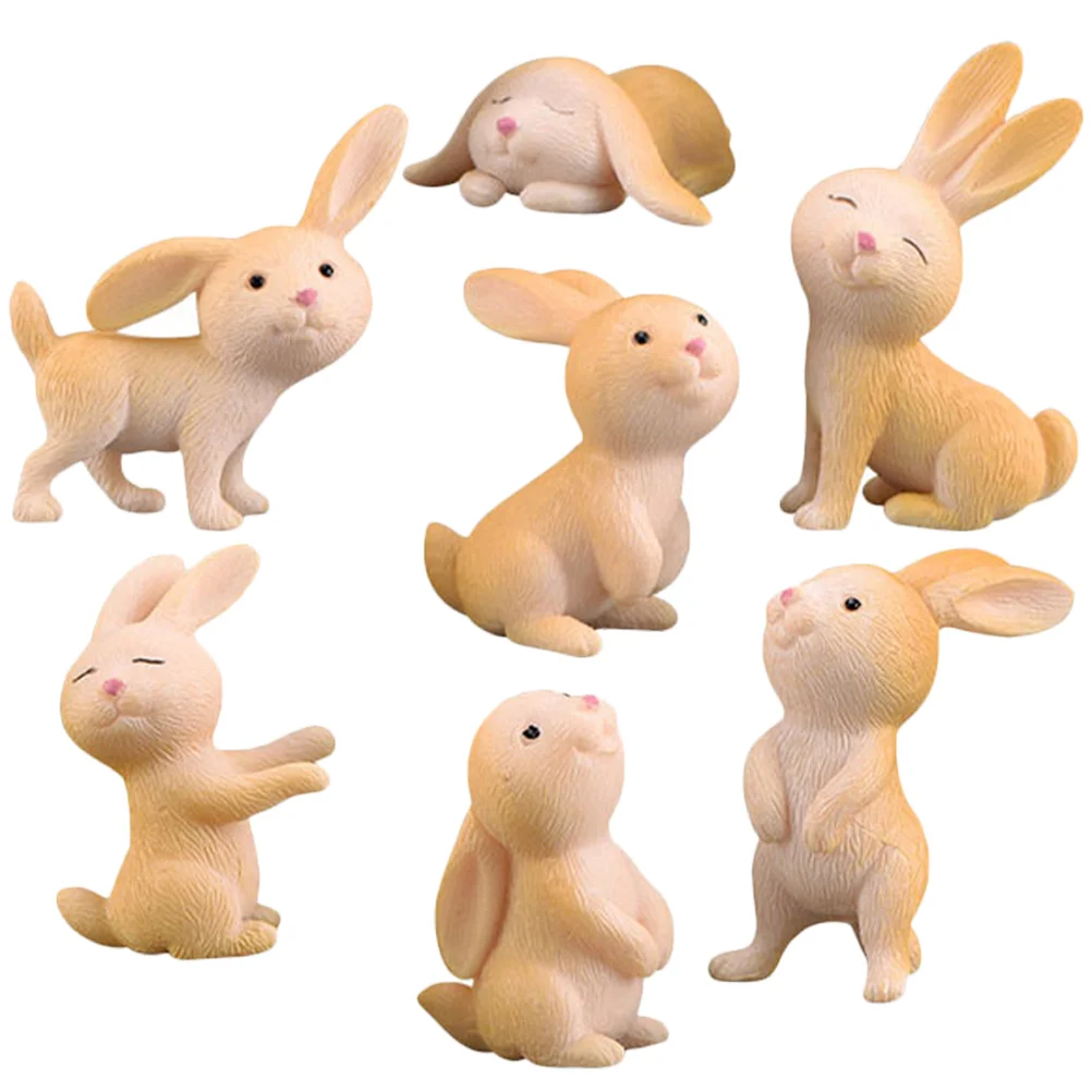 

7pcs Mini Bunny Decor Tiny Rabbit Ornaments Rabbit Craft Figurines For Desk Centerpieces