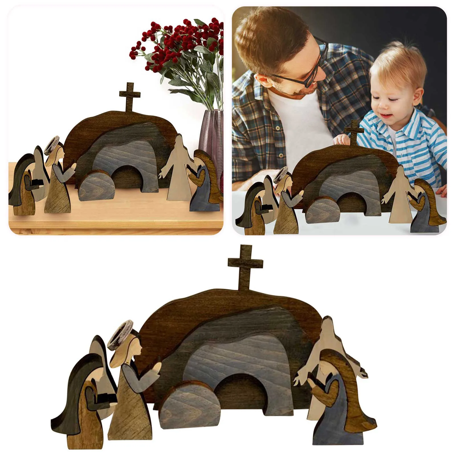 

Гном среднего пальца, большая сцена восстановления, сцена на Пасху, сцена восстановления, деревянное украшение, второй Рождество, вместе с орнаментом