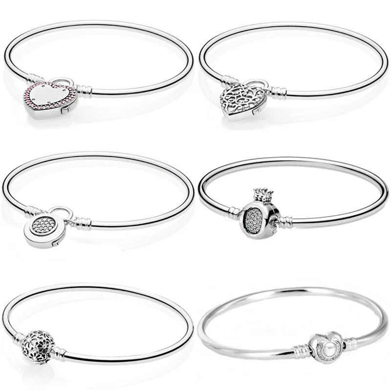 

Lock Your Promise Regal Heart Logo Signature Padlock Crown O Bangle Fit Europe 925 Sterling Silver Bead Charm Bracelet Jewelry