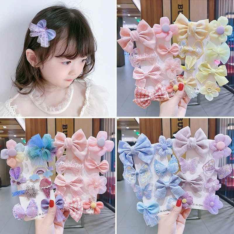 

8Pcs/Set Colorful Grain Ribbon Cute Flower Hair Clip For Girls Bowknot Hairpin Barrettes Headwear Kids Baby Hair Accessories