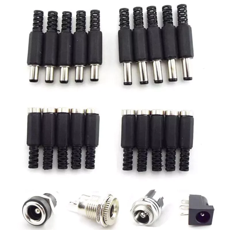 

5/10pcs DC female male jack Socket Power supply Plug Connectors 5.5mm x 2.1mm 5.5x2.5mm male Adapter Wire 5525 5521 Terminal C1