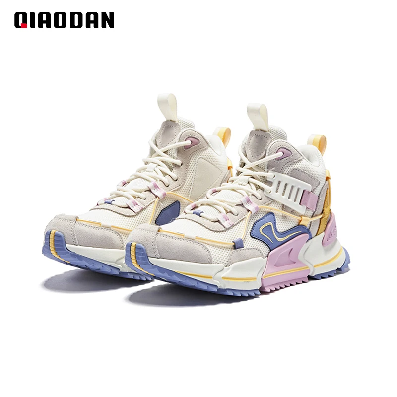 QIAODAN Women Sneakers 2023 New High-top Casual Couple Shoes Breathable Walking Daddy Sneaker Fashion Sports Shoes XM36200386