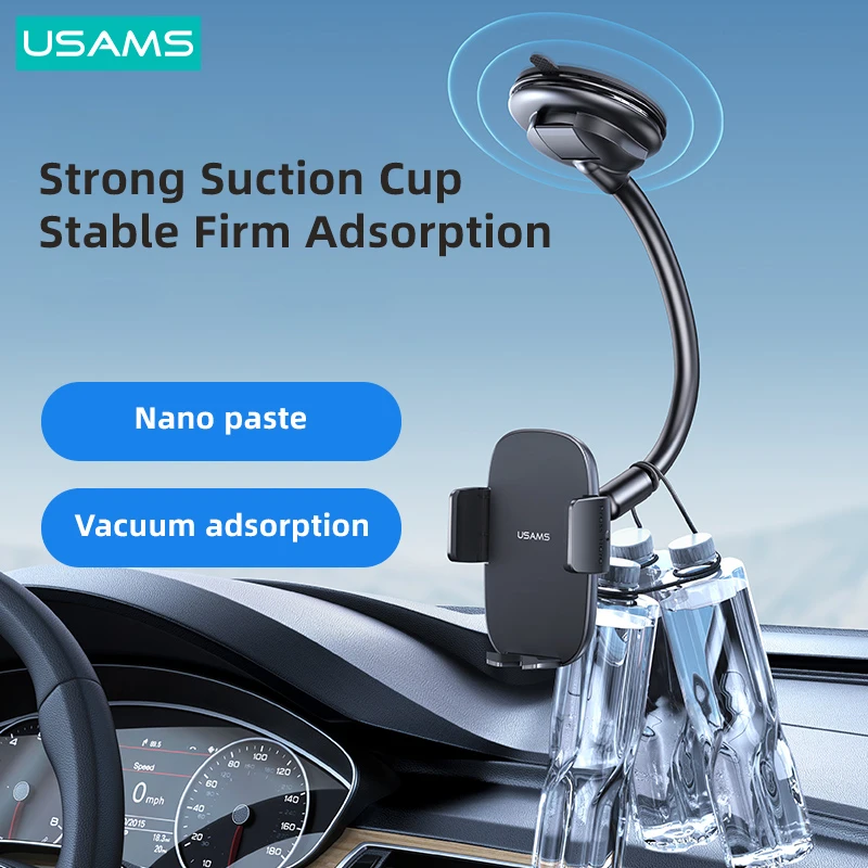 USAMS Stable Gray Stickup Car Phone Holder For 4.7-7 Inch iPhone Xiaomi Huawei Xiaomi Hornor Car Center Console Bracket Stand