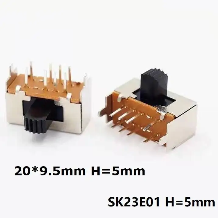 10 шт. мини переключатель слайдов 20x9 5x5 0 мм 8Pin микро 2P3T H = 5 DIP SK23E01 | Строительство и