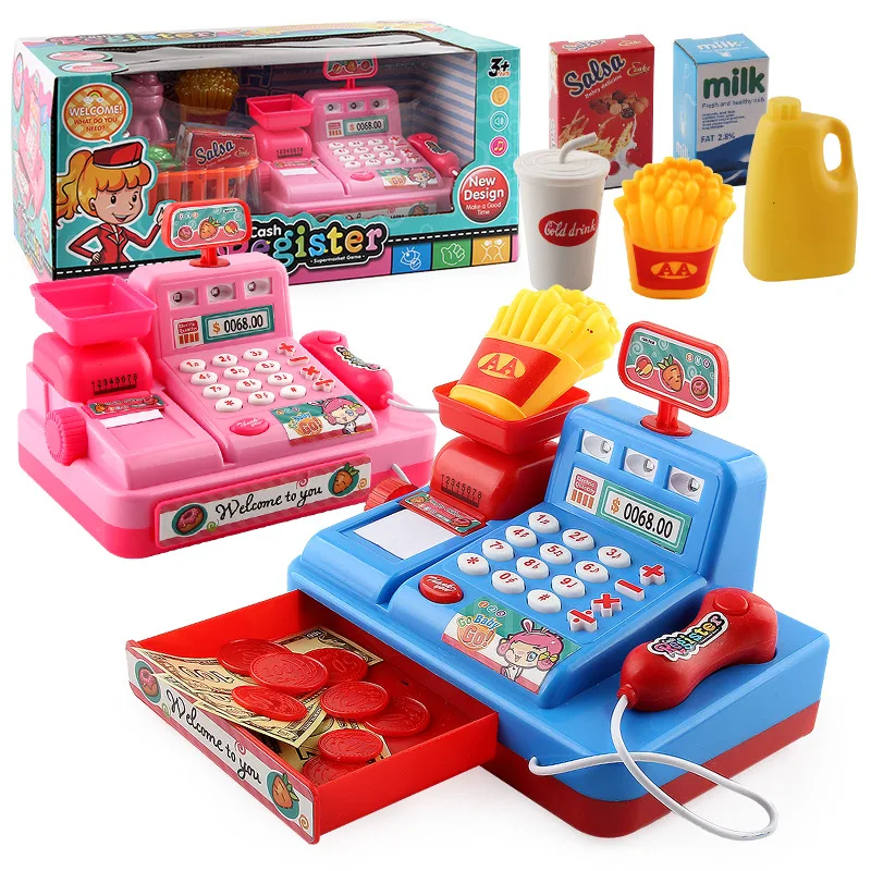 

Electronic Mini Simulated Supermarket Cash Register Kits Toys Kids Checkout Counter Role Pretend Play Cashier Girl Toy