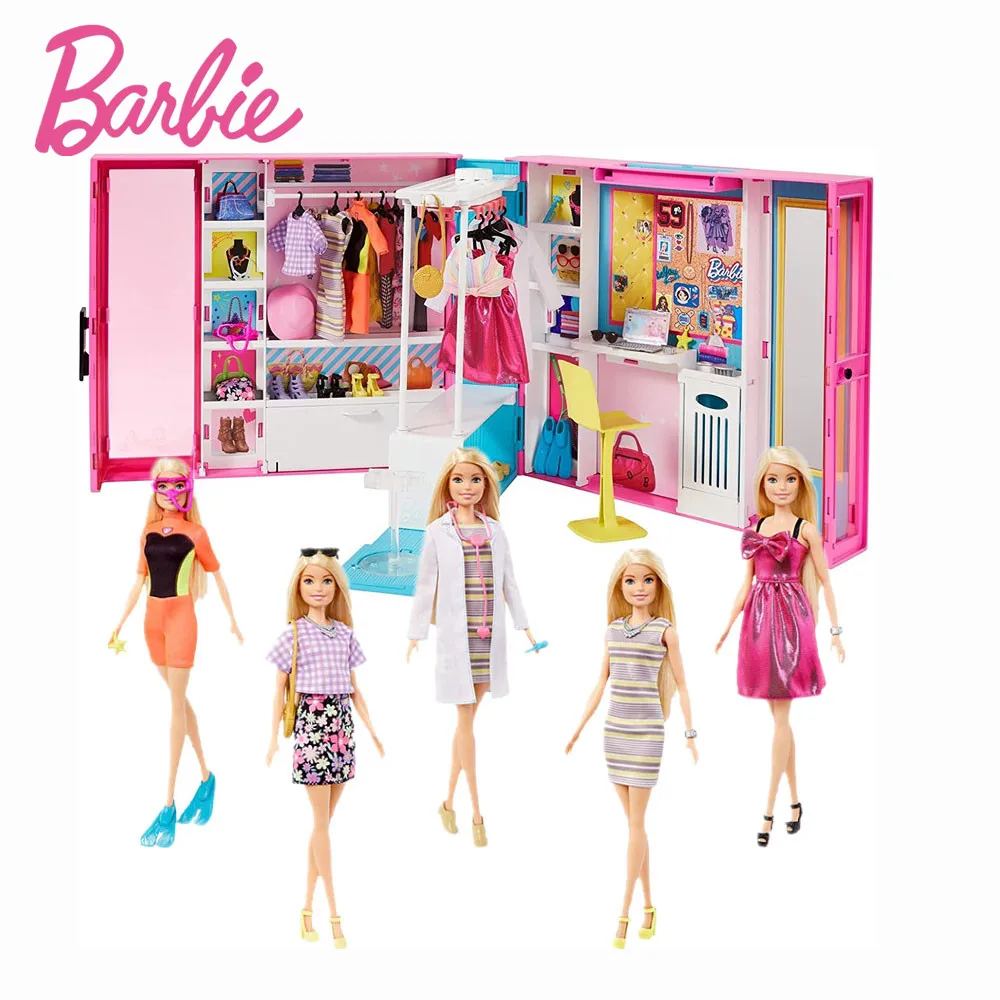 

Barbie Dream Closet with 30+ Pieces Toy Closet Features Storage Areas Full-Length Mirror Includes 5 Outfits Gift Kid GBK10 FXG55