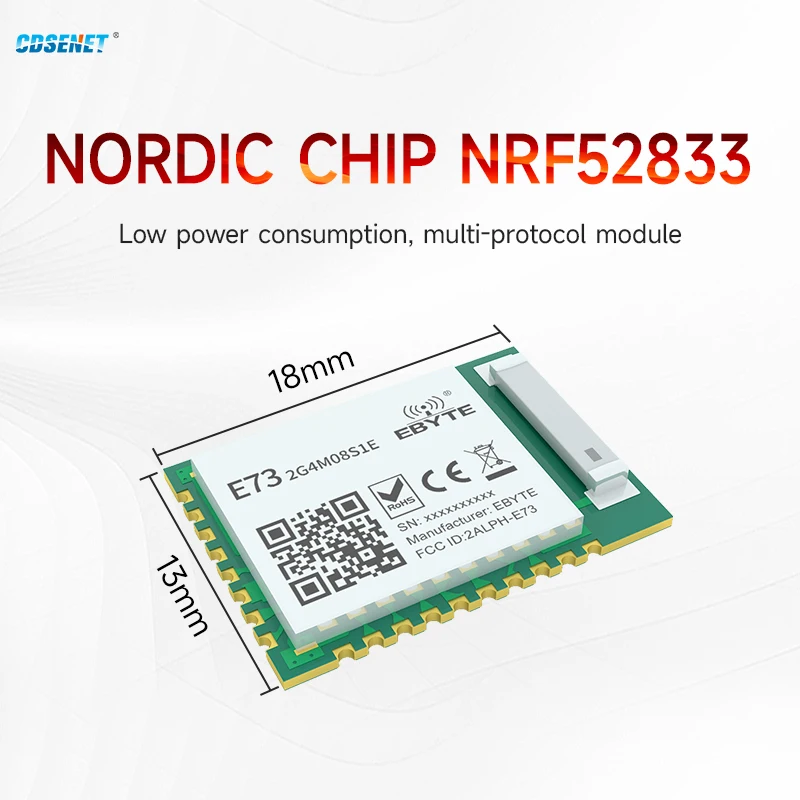 NRF52833 BLE 5 1 RF модуль 2 4 ГГц сетчатая нить ZigBee 8dBm CDSENET E73-2G4M08S1E для UAV Умный дом