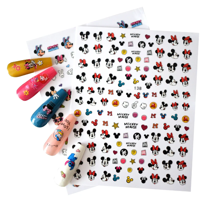

1 piec Mickey Mouse Disney Brand Design Princess Love Letter Donald Duck Self-adhesive Nail Art Sticker Manicure Supplies Slider