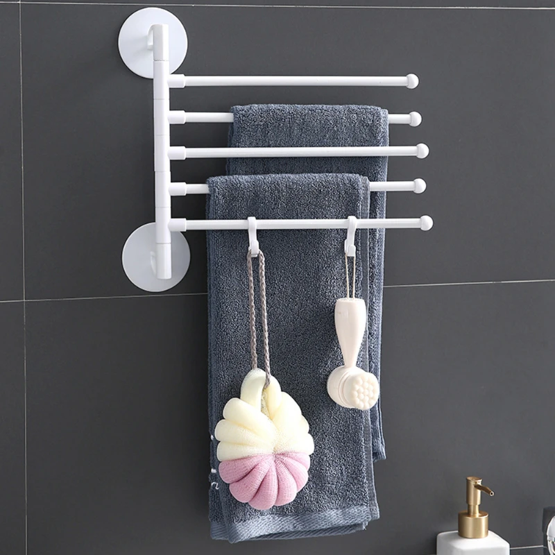 Holder Multi-bar Wall Mounted Rotating Towel Rack Cabinet Door Back Kitchen Toolhanger Shelf Rack