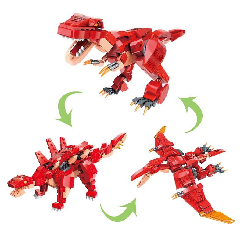 

Креативные деформированные игрушки-Динозавры 3 в 1, Парк Юрского периода, Т-Рекс, динозавр, мир, строительные блоки, азебли, динозавр для маль...