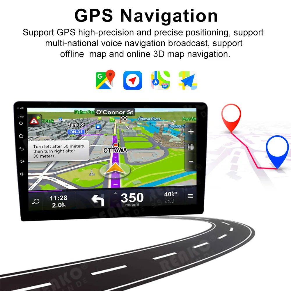 Фото X-REAKO мультимедийный 2 Din Android универсальный беспроводной Carplay экран Android Auto 360 вид с птицы панорама GPS BT Wifi 9 дюймов стерео №4