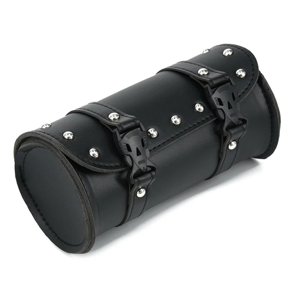 

Motorcycle Tool Bag Synthetic Leather Black/Brown Round Fork Bag Compatible with Motorcycle Racing Tail Bags 20.5*11cm