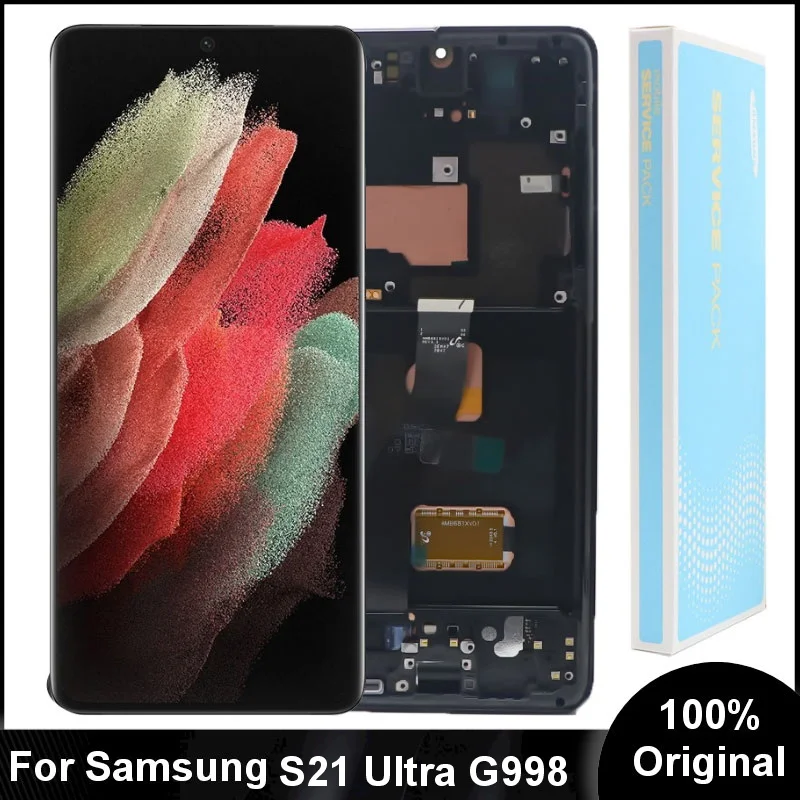 Original AMOLED LCD With Frame For Samsung Galaxy S21 Ultra 5G G998 G998F/DS G998U G998U1 G998W Display Touch Screen Assembly