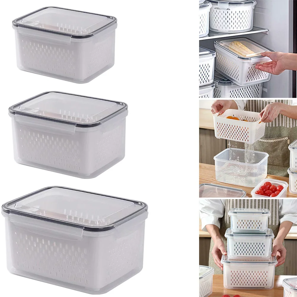 

Kitchen Fridge Organizer Storage Box W/Lid Food Pantry Storage Drawer Containers Shelf Fruit Egg Food Storage Box Kitchen Part