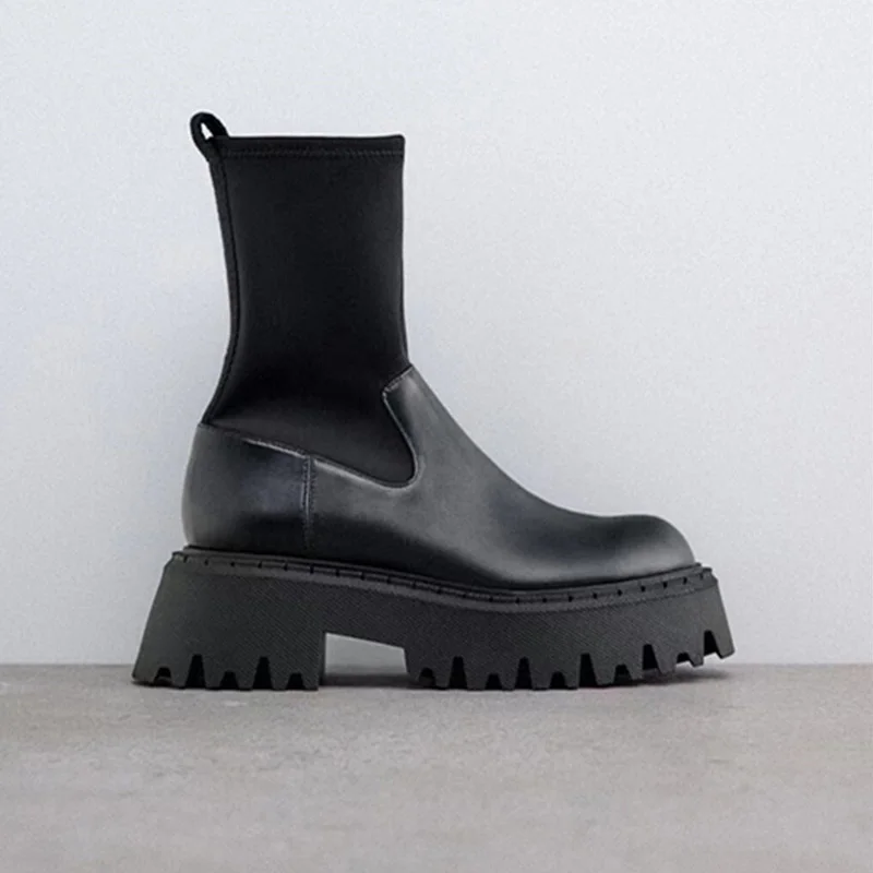 TRAF Black Boots Woman Winter 2022 Ankle Boot Female Shoes With Thick Soles High Heels Short Ankle Boots Female Shoes For Women