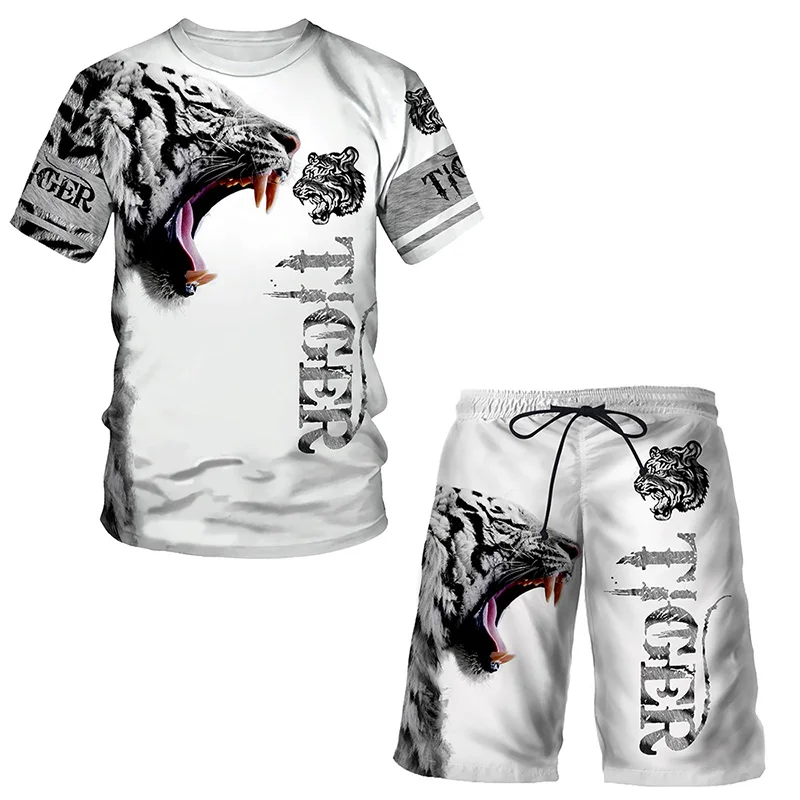 

Animal 3D Tiger Printed Men T-shirts Short Trouser Suits Casual Man Sportswear Tracksuits Set Summer Tops Men' Clothing Suit