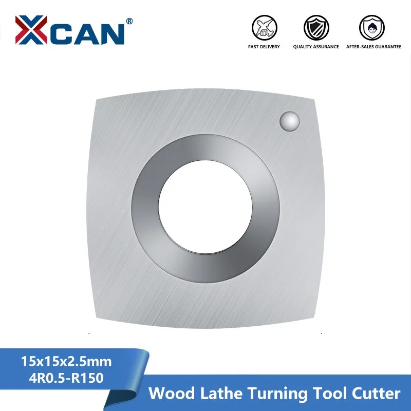 

XCAN Square Carbide Insert Cutter Lathe Tool Turning Tool Cutter Insert for Finishers Woodworking 15x15x2.5mm R150 Chamfer 4R0.5