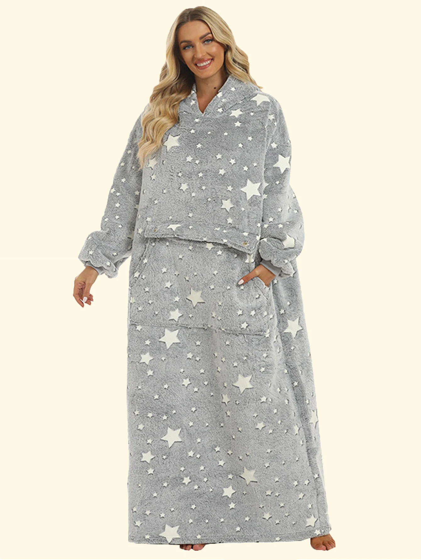 2024 пушистое свободное зимнее светящееся в темноте серое одеяло с пентаграммой и