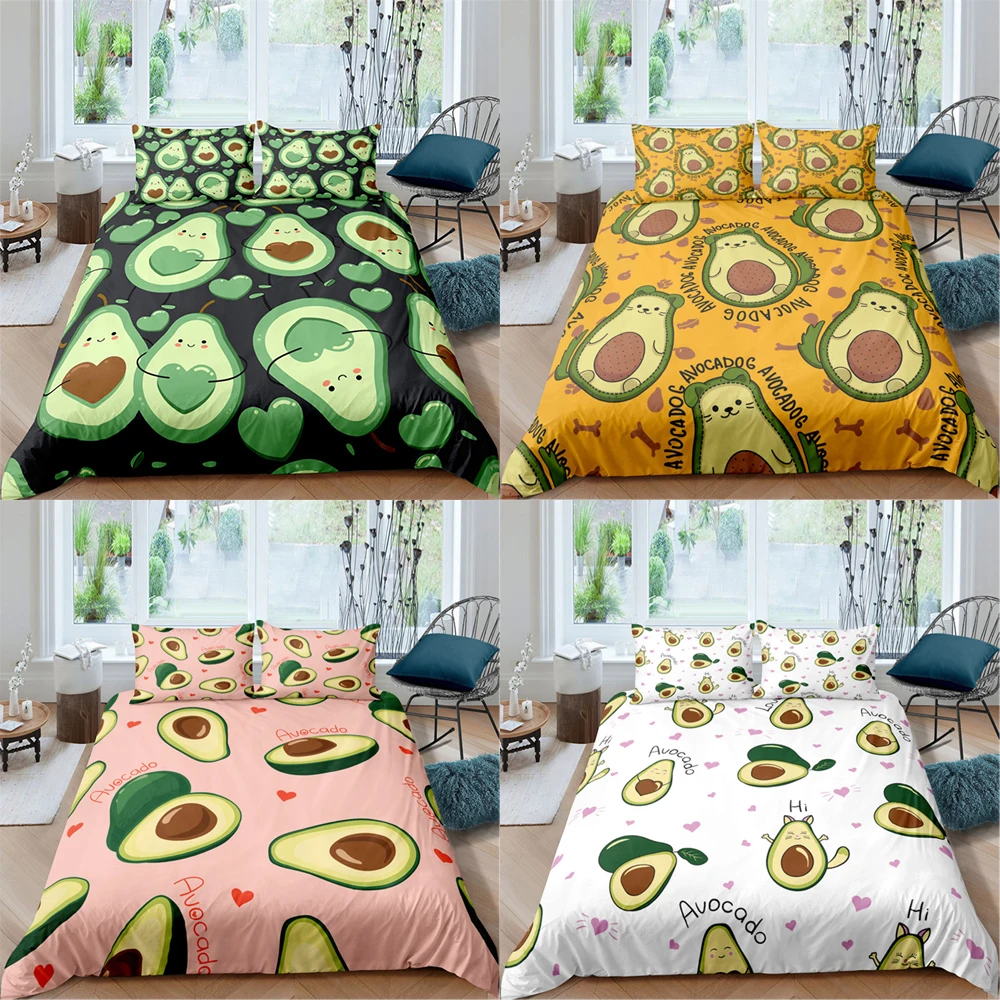 

Modern Kids Baby Bedding Set 2/3pcs Twin Full Size Avocado Smile Face Comforter Quilt Cover For All Seasons Cartoon Home Textile