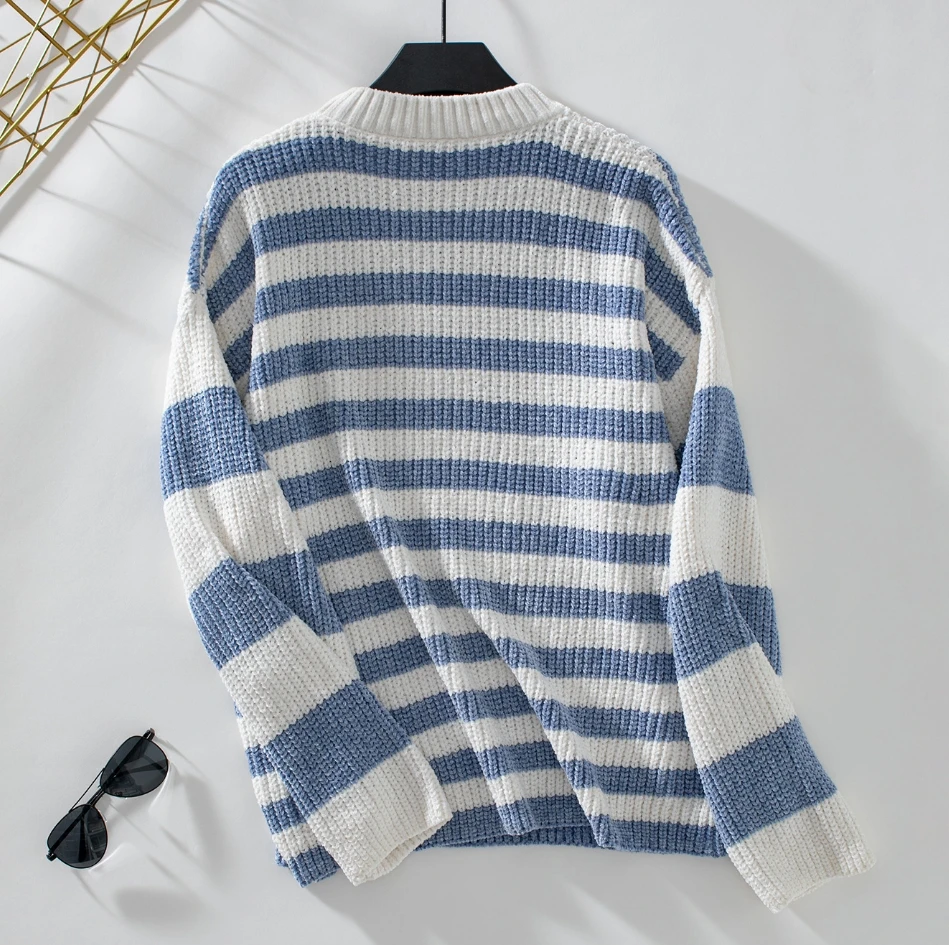 Повседневный Модный женский полосатый пуловер с блокировкой свитер для женщин