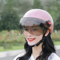 motorcycle half helmet with drop down sun visor quick release buckle breathable motorbike half face helmet for adult men women