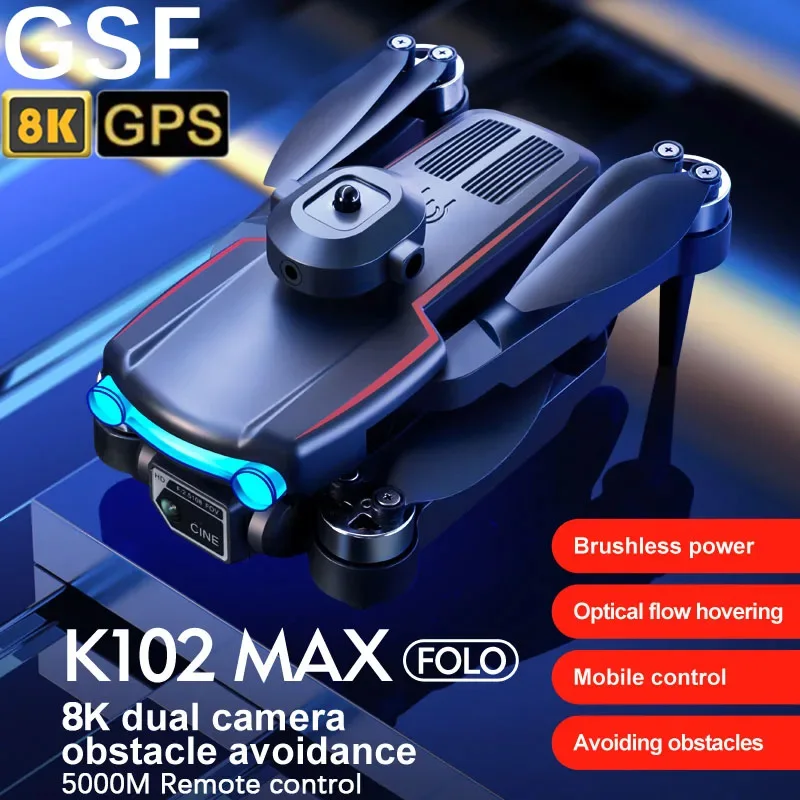 

GSF K102 PRO Drone 8K HD Dual Camera Optical Flow Positioning LED Lights 360 Roll Four Axis Aircraft Aerial UAV RC Quadcopter