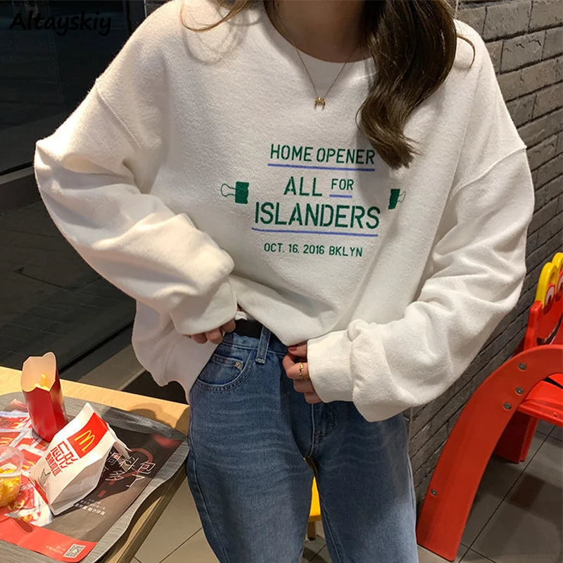 

Женские толстовки без капюшона с принтом в стиле Харадзюку, популярная крутая универсальная уличная одежда в стиле бойфренд, модные удобны...