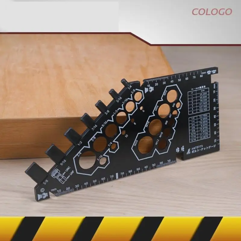 

Durable Comfortable Bolt Measure Gauge 23.7x10.7cm Inch Standard and Metric Bolt Gauge Bolt Size Checker