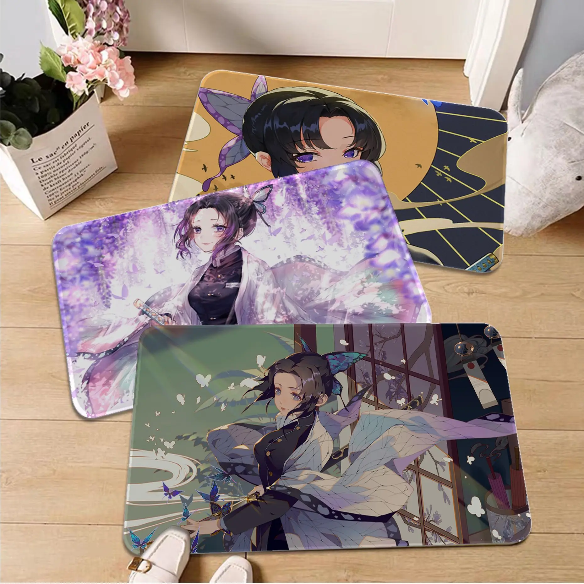 

BANDAI Anime Demon Slayer Kochou Shinobu Bath Mat Washable Non-Slip Living Room Sofa Chairs Area Mat Kitchen Modern Home Decor