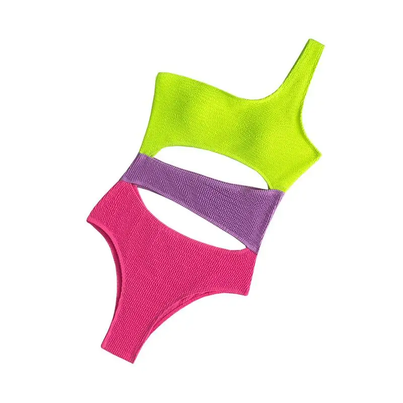

Monokini One Piece Swimsuit One-Shoulder Cutout Halter Bathing Suit Bikini For Women Female Asymmetric
